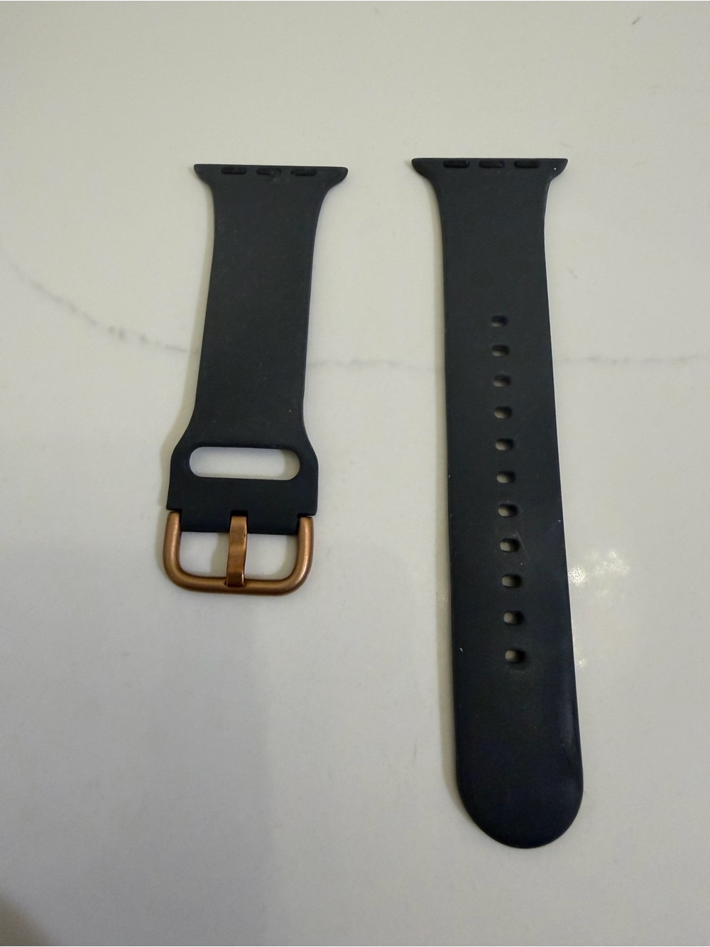 Black Silicone Apple Watch Band with Rose Gold Buckle for Smartwatches
